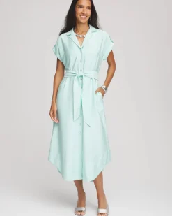 Hammered Rayon Midi Shirtdress