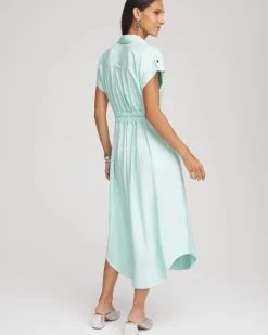 Hammered Rayon Midi Shirtdress