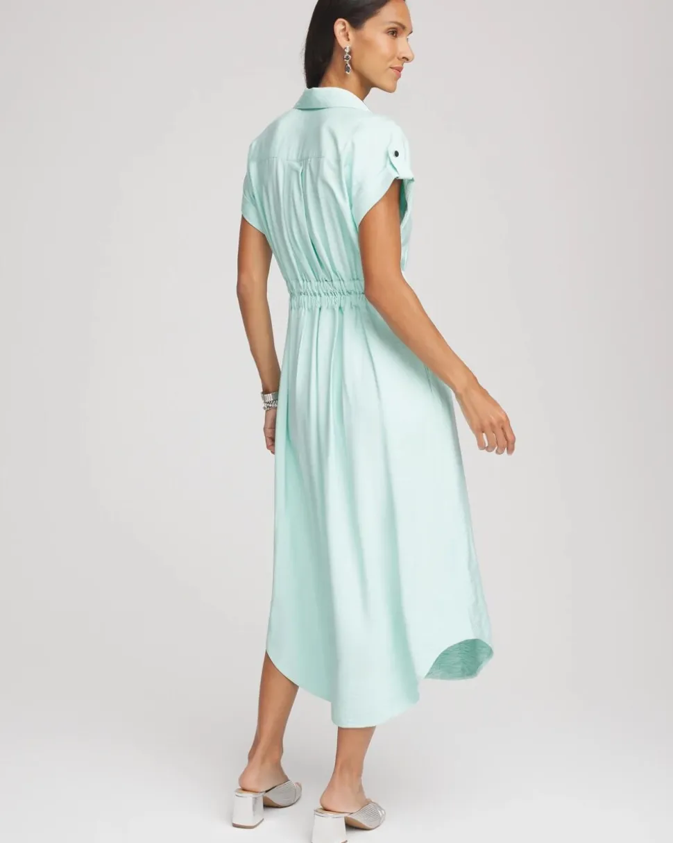 Hammered Rayon Midi Shirtdress