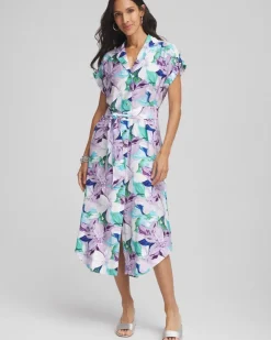 Hammered Rayon Midi Shirtdress