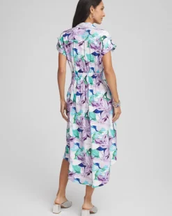 Hammered Rayon Midi Shirtdress