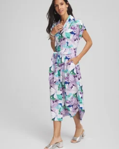 Hammered Rayon Midi Shirtdress