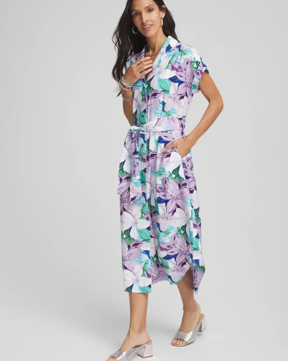 Hammered Rayon Midi Shirtdress