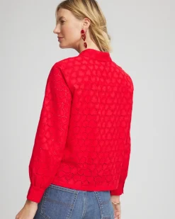 Heart Eyelet Button Down Shirt