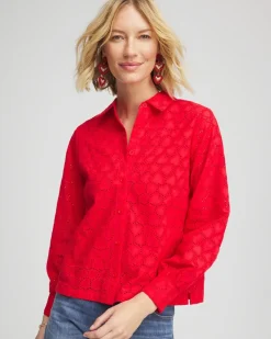 Heart Eyelet Button Down Shirt