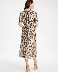 Ikat Printed Midi Length Shirtdress