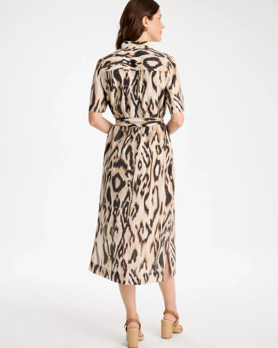 Ikat Printed Midi Length Shirtdress