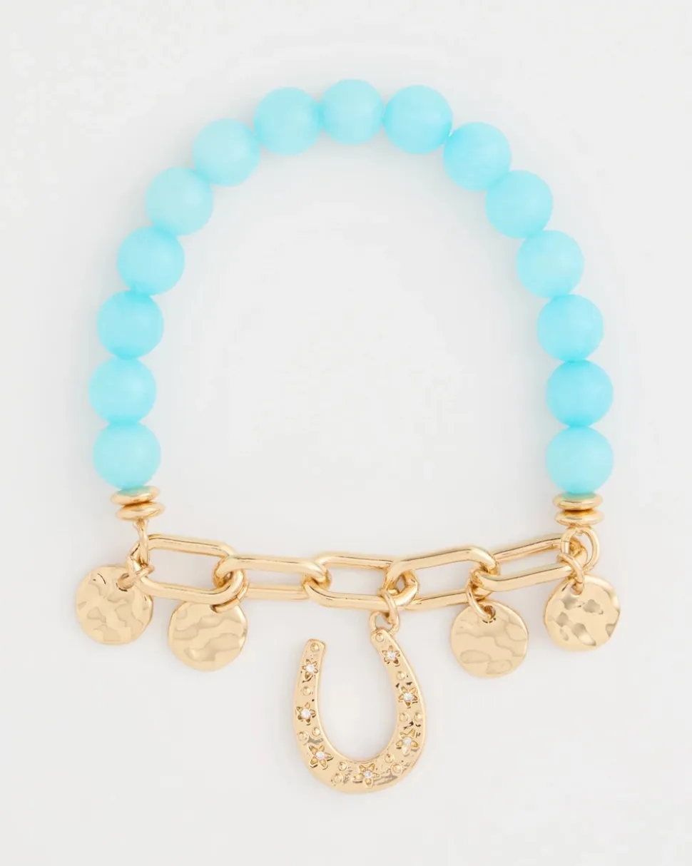 Jade Stone Link Charm Bracelet