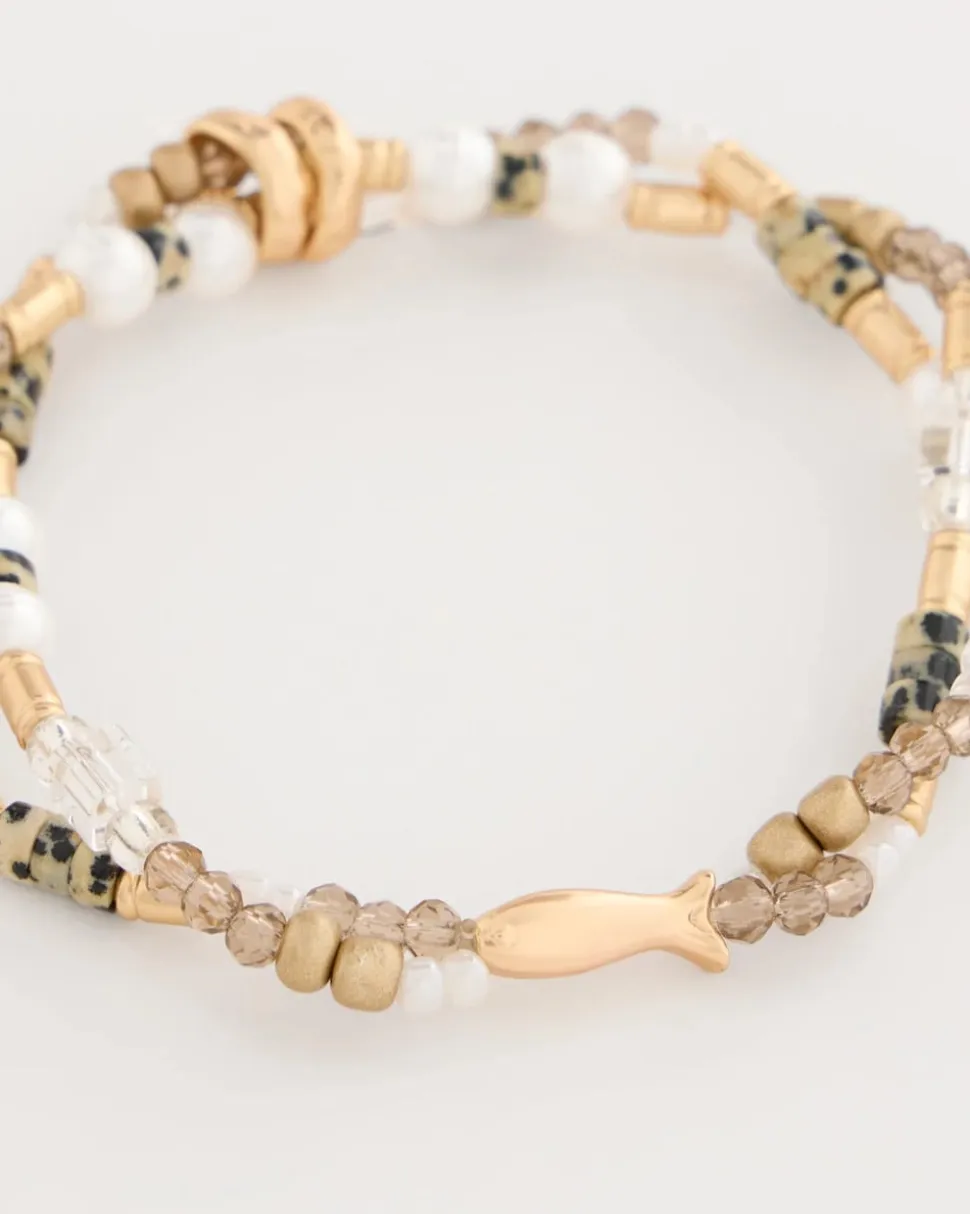 Jasper Stone Beaded Stretch Bracelet
