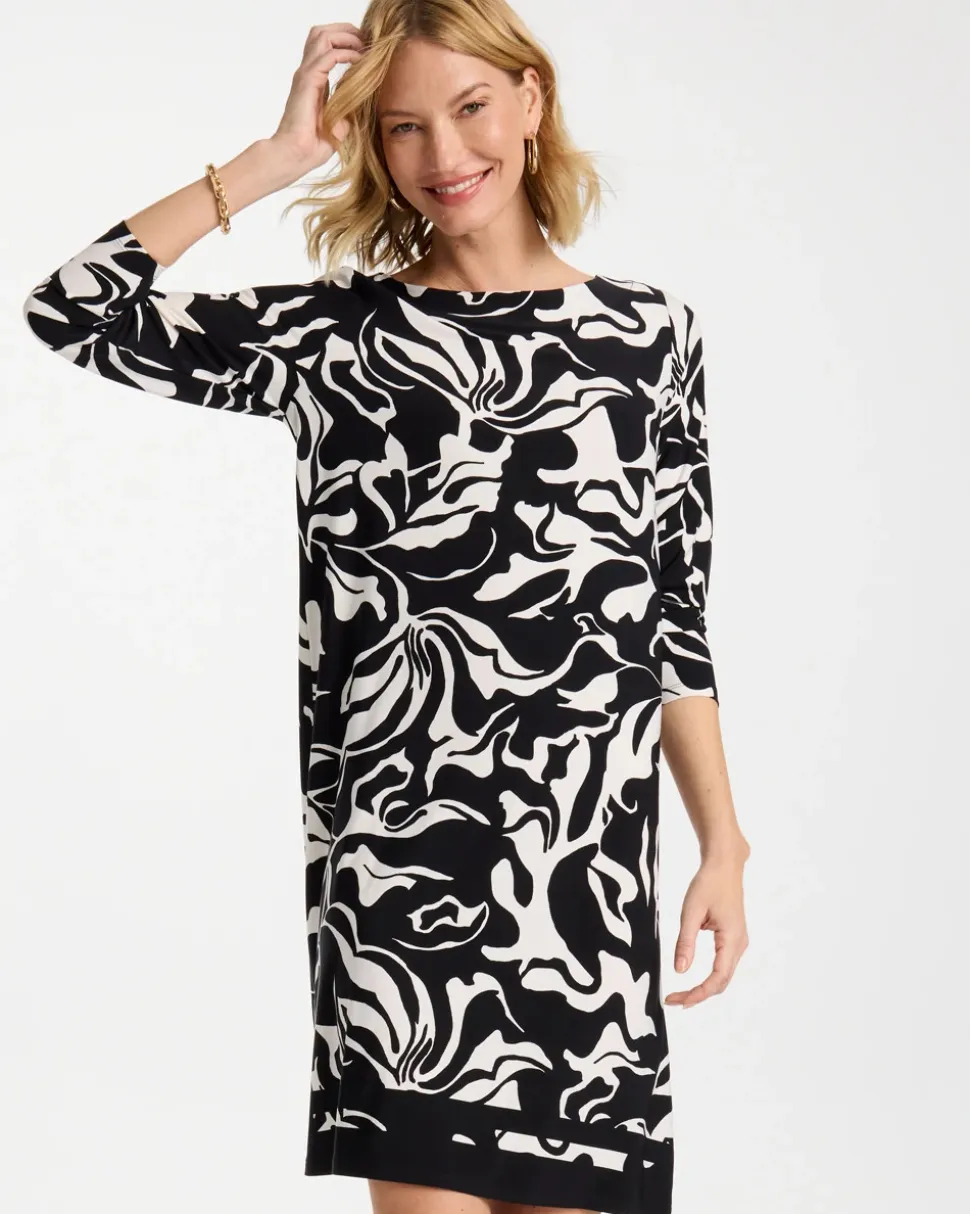 Jersey Knit Boatneck Shift Dress