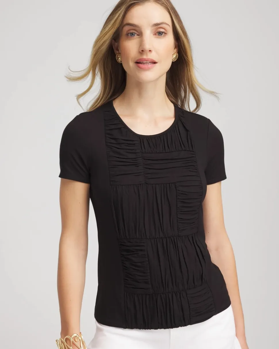 Jersey Knit Ruched Front Tee