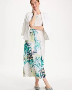 Jersey Knit Tropical Maxi Dress