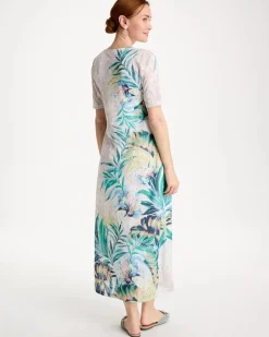 Jersey Knit Tropical Maxi Dress