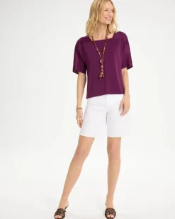 Jersey Satin Trim Elbow Tee