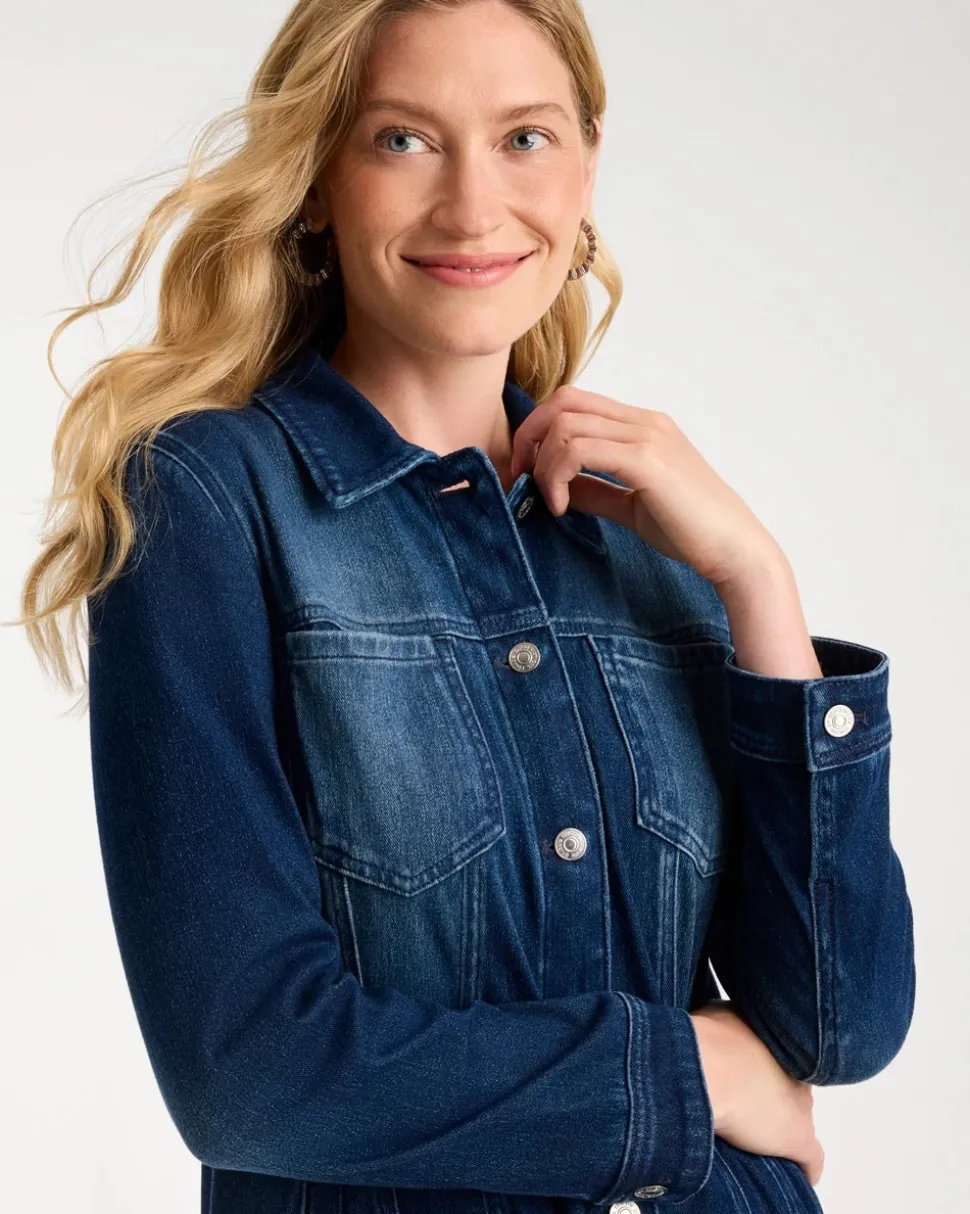 Knit Denim Elongated Topper