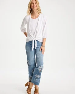 Knit Gauze Tie-Front Cardigan