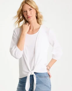 Knit Gauze Tie-Front Cardigan
