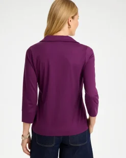 Knit Henley 3/4 Sleeve Tee