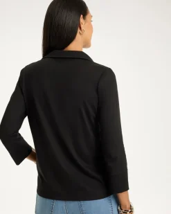 Knit Henley 3/4 Sleeve Tee