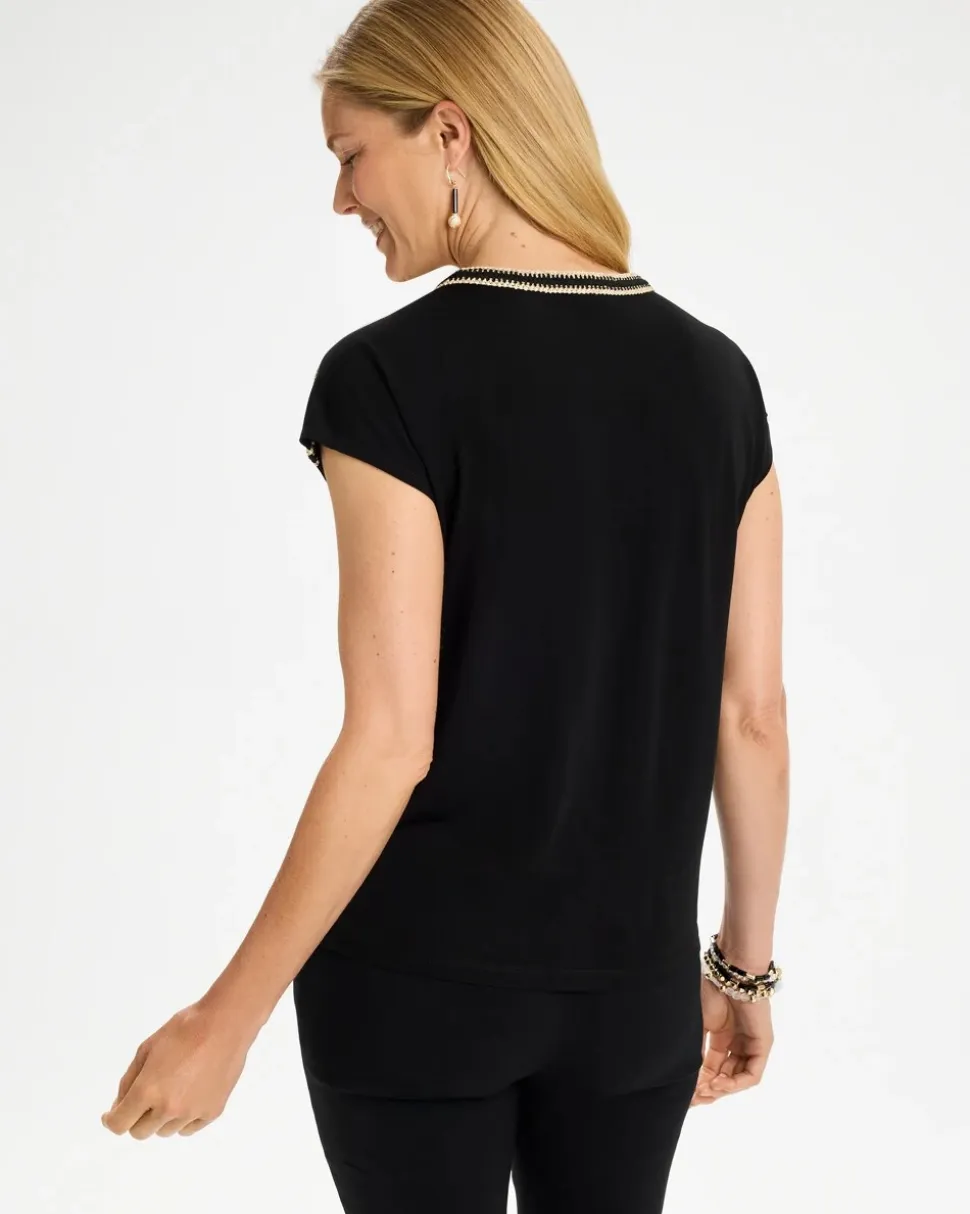 Knit Short Sleeve Trimmed Tee