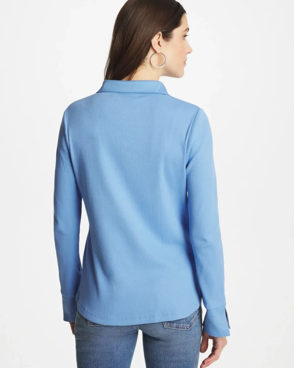 Knit Woven Mix Rib Henley