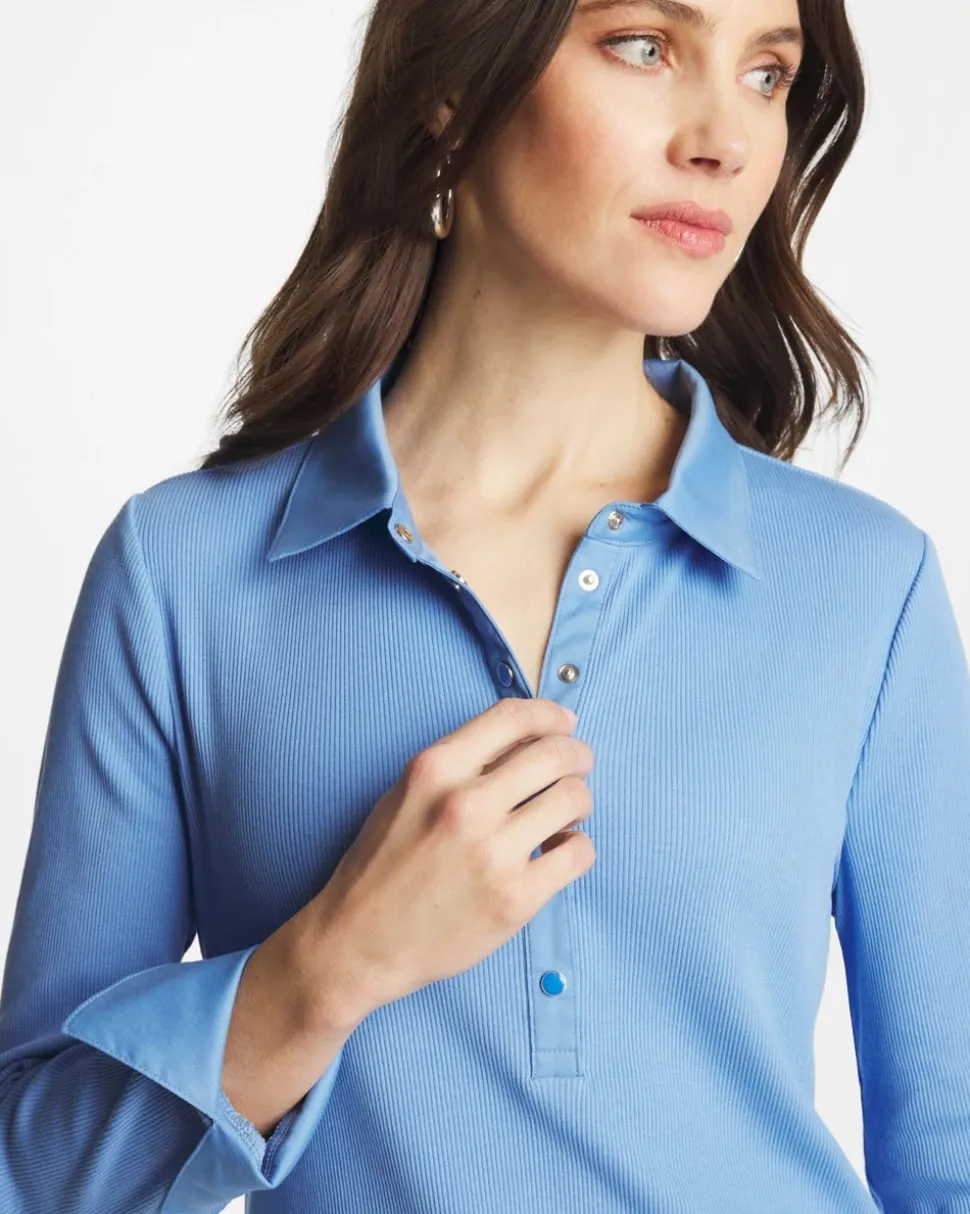 Knit Woven Mix Rib Henley