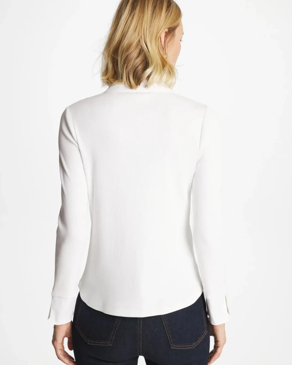 Knit Woven Mix Rib Henley