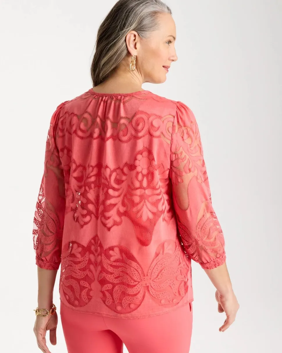 Lace Burnout Blouse