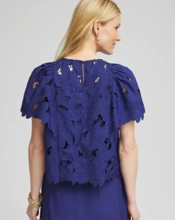 Lace Detail Flutter Sleeve Top
