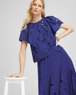 Lace Detail Flutter Sleeve Top