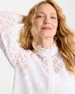 Lace Ruffle Neck Blouse