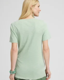 Lace V-Neck Slub Tee
