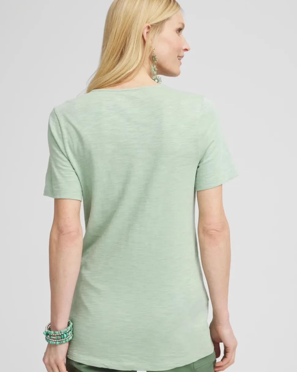 Lace V-Neck Slub Tee
