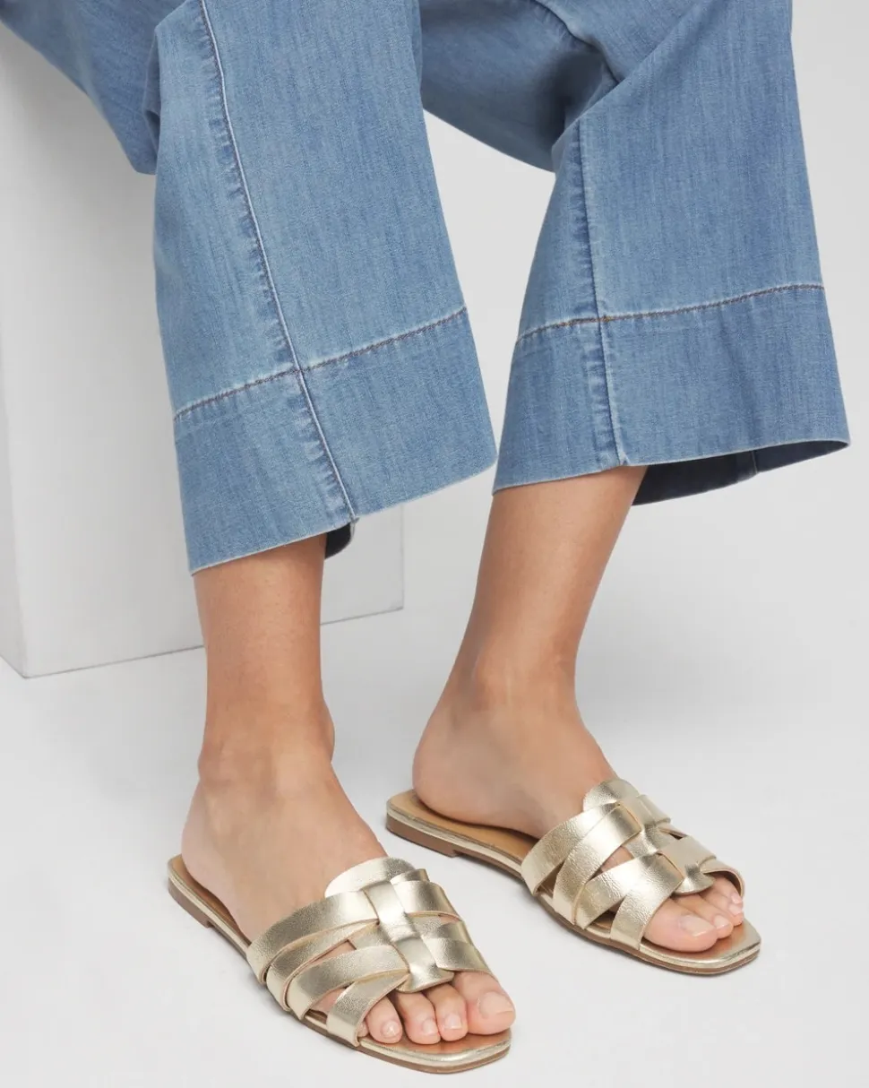 Leather Cassidy Cross-Strap Slide Shoes