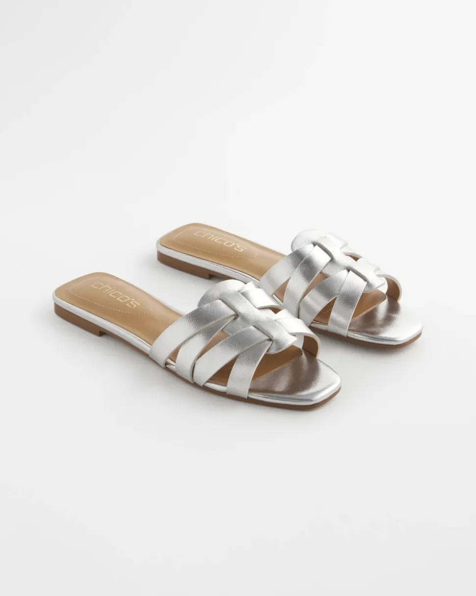 Leather Cassidy Cross-Strap Slide Shoes