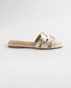 Leather Cassidy Cross-Strap Slide Shoes