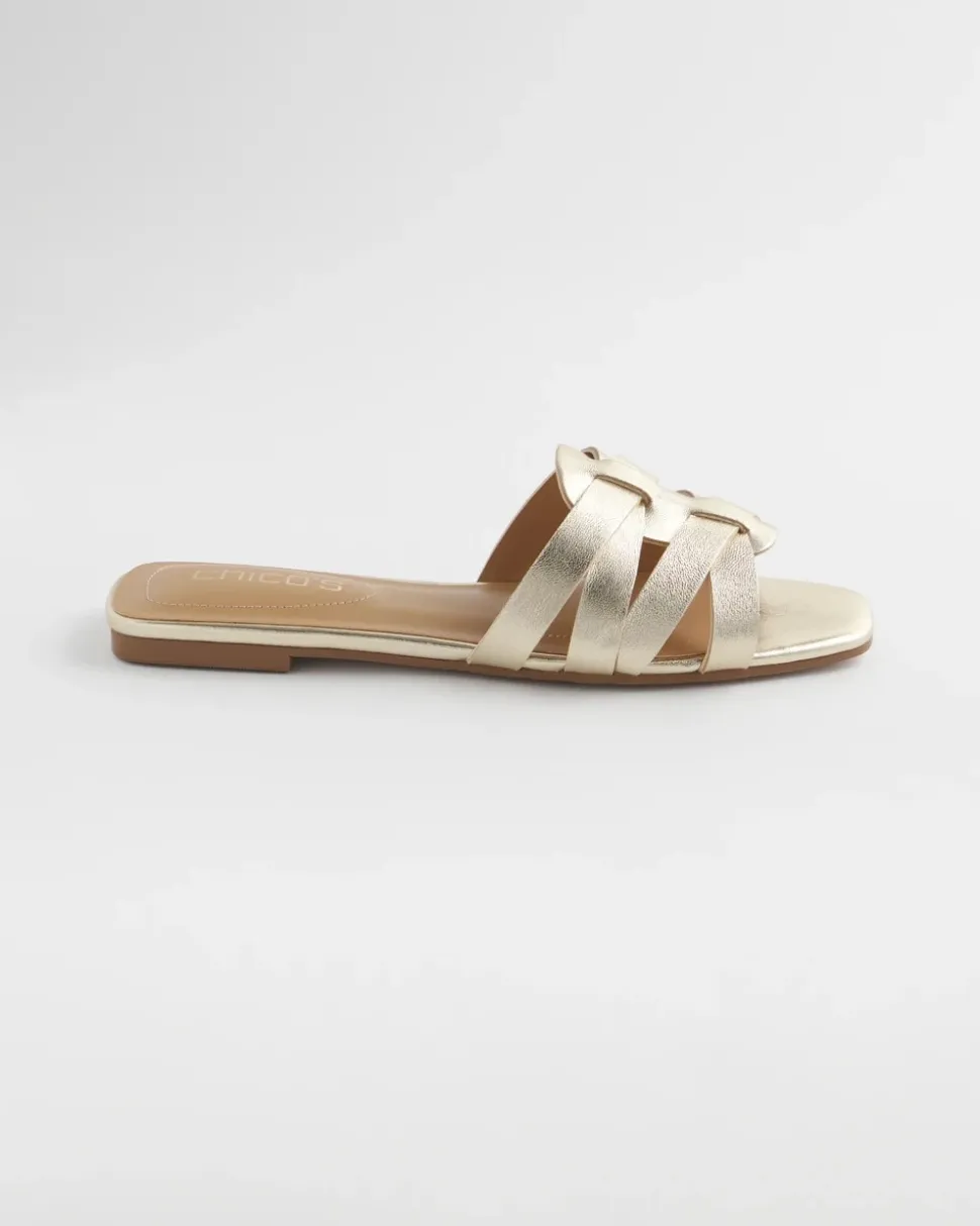 Leather Cassidy Cross-Strap Slide Shoes