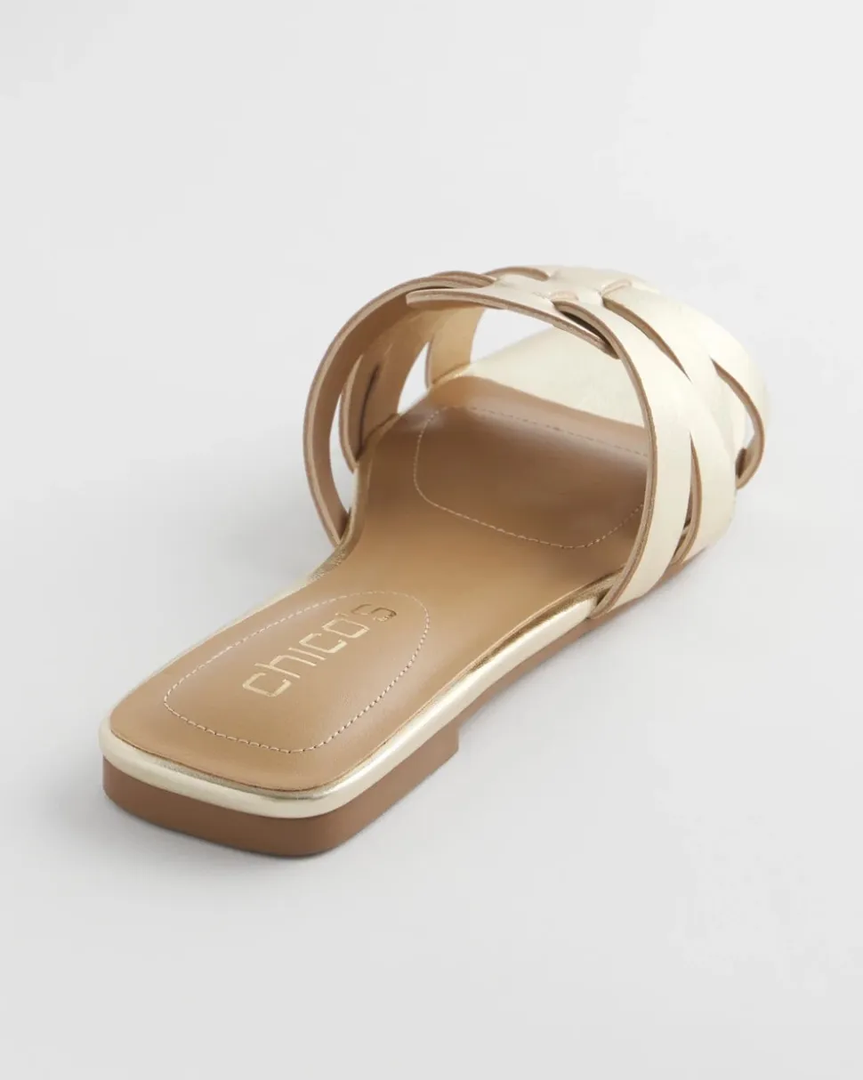 Leather Cassidy Cross-Strap Slide Shoes