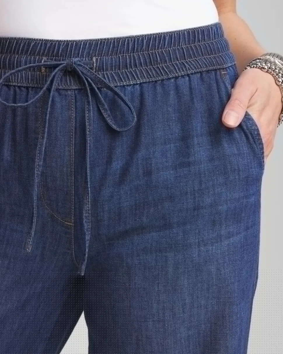 Lightweight Drawstring Ankle Jeans