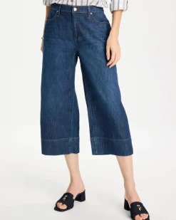 Lightweight Wide-Leg Capri Jeans
