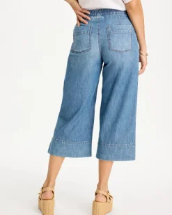 Lightweight Wide-Leg Capri Jeans