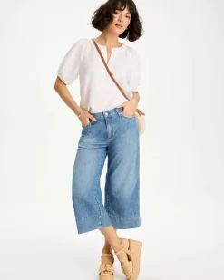Lightweight Wide-Leg Capri Jeans