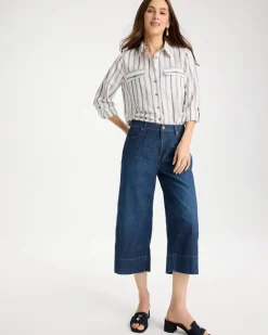 Lightweight Wide-Leg Capri Jeans
