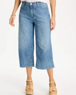 Lightweight Wide-Leg Capri Jeans