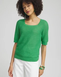 Linen Blend Square Neck Pullover
