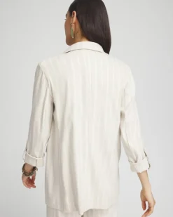 Linen Blend Stretch Stripe Blazer