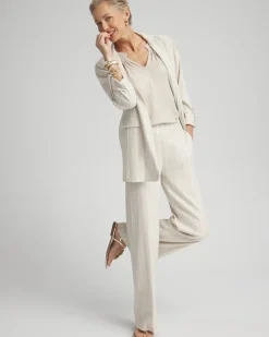 Linen Blend Stripe Flare Leg Pants