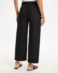 Linen-Blend Utility Wide Crop Pants