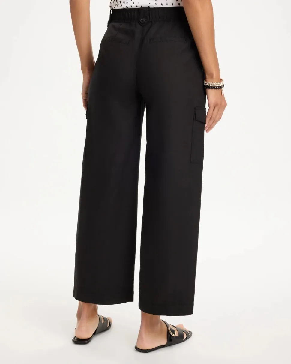 Linen-Blend Utility Wide Crop Pants