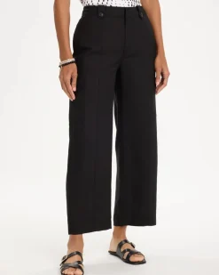 Linen-Blend Utility Wide Crop Pants